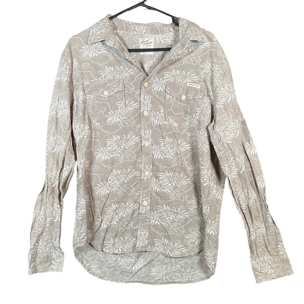 Lucky Brand Mens Shirt Brown Leaf Print Western Sportswear Guaranteed Fit M